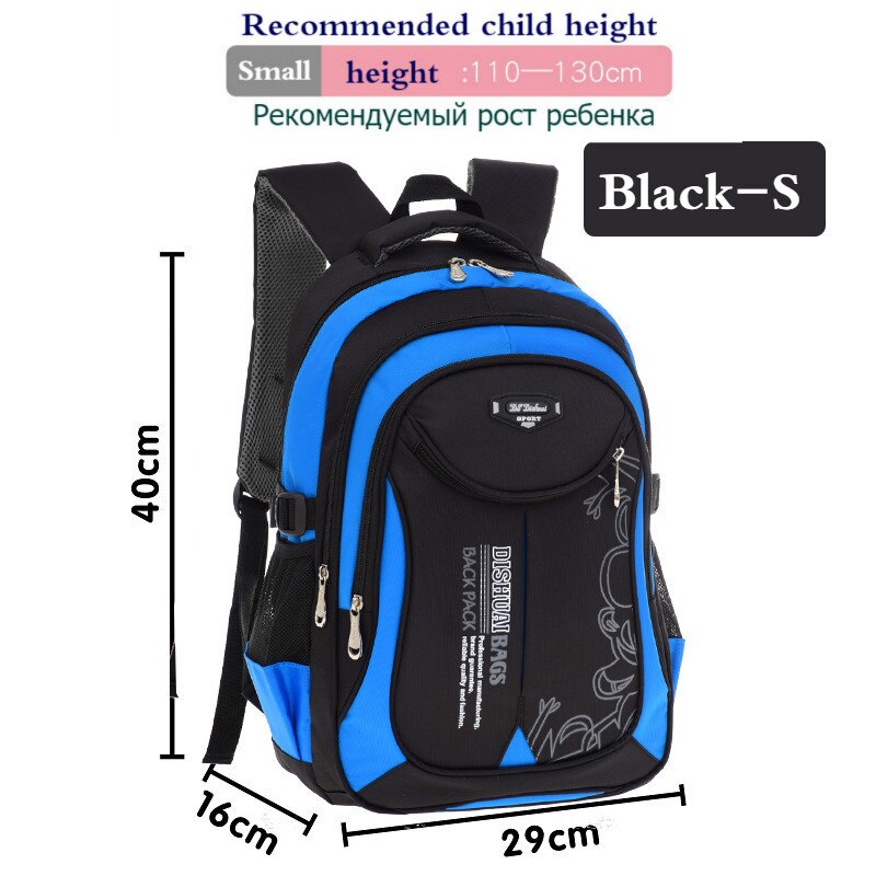 Mochilas escolares para niños de 1 a 12 años, morral escolar para niños de 1 a 2 a 3 a 4 a 5 a 6 grados: Black-S