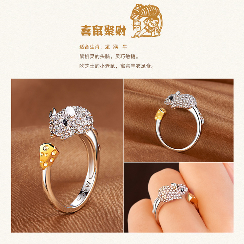 Mifeiya Zirconia Open Wedding Verstelbare Ringen Leuke Vinger Ring Bunny Dier Sieraden Konijn Vorm Ringen Voor Vrouwen: WHITE