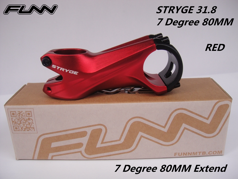 FUNN STRYGE – tige de vélo forgée en 3D XC Enduro, Tube de direction 31.8 °, 28.6mm, 85mm: 7Degree 80MM Red
