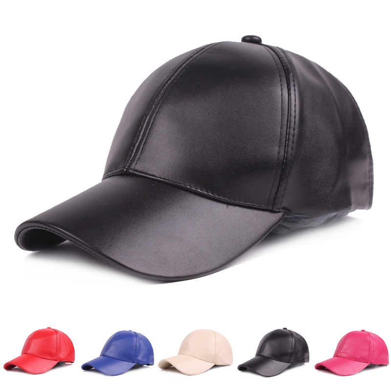 Damer og menn hatt pu skinn baseballcaps visir lys brett solid herre hiphop-caps utendørs solhatt justerbare sportscapser