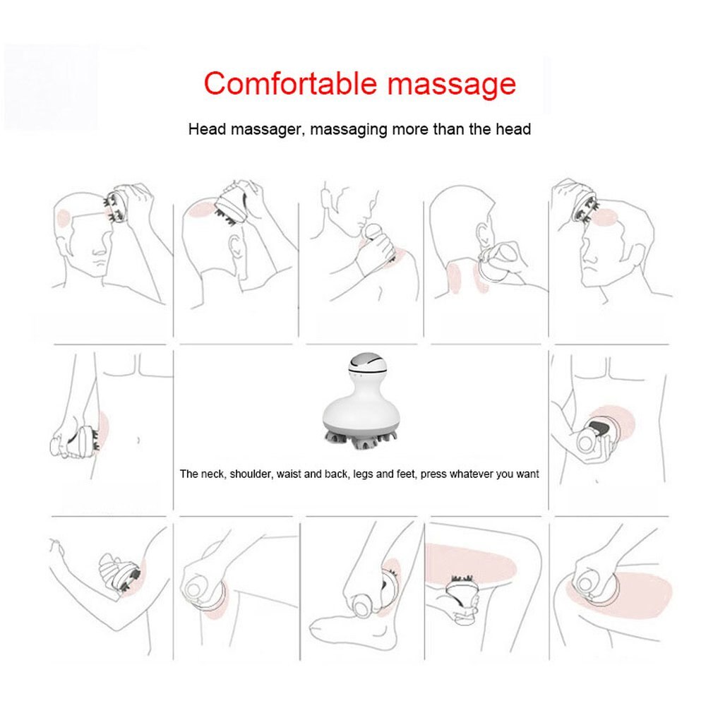 Masajeador de cabeza de agarre de carga inteligente con ergonómico 3D ST-701, masajeador de cuero cabelludo eléctrico, masajeador de cabeza, los mejores