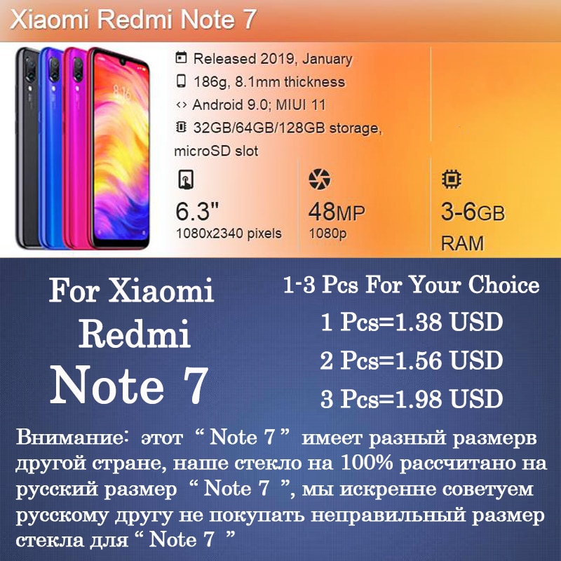 1-3pcs radmi not 7 protective glass case for xiaomi redmi note7 note not7 7note Cover Screen Protector armor Tempered Glas film