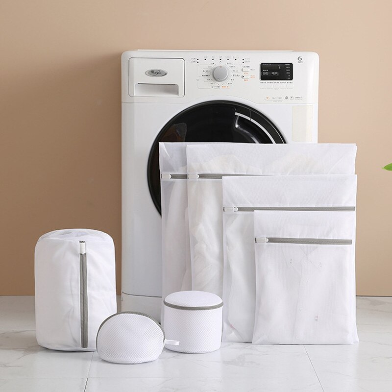 Effen kleur rits mesh waszak polyester wasnetzak voor ondergoed sokken wasmachine zak kleding bh zakken