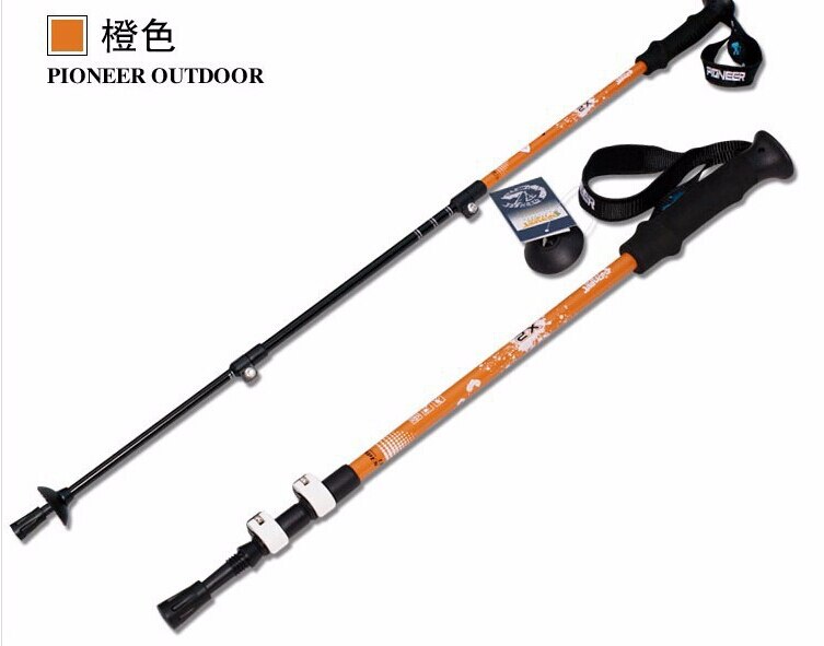 Ultra-light Trekking Ski Pole Walking Stick Adjustable Telescopic Hiking Alpenstock Carbon Fiber Climbing Skiing Cane: Orange  Walking Stic