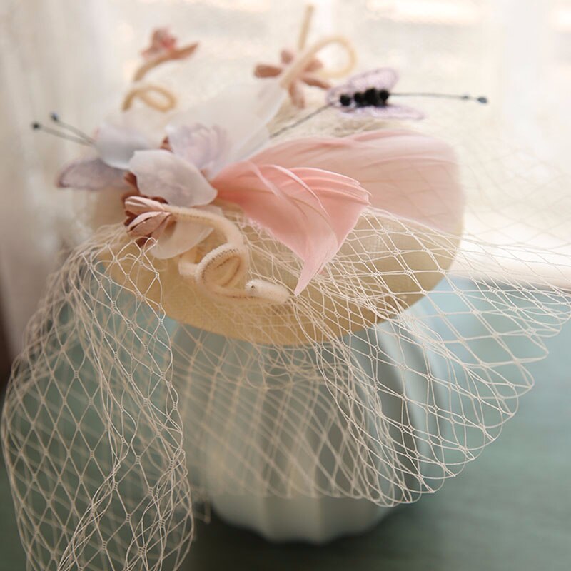 Vrouwen bruiloft hoeden haaraccessoires fascinator hoed herfst winter holle sluier wollen vilt dames fedora's cocktail formele kleding hoeden