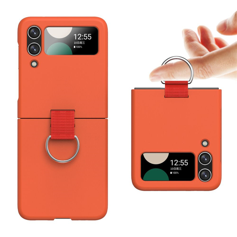 Funda de teléfono sencilla y plegable con hebilla y anillo para Samsung Galaxy Z Flip 3 4 5 5G, funda trasera de silicona suave a prueba de golpes