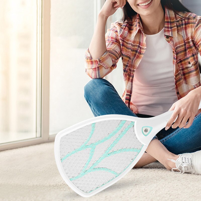 Double Switches Bug Zapper Rechargeable 1200ma Blue Bug Racket Suitable For Home, Camping, Barbecue Party