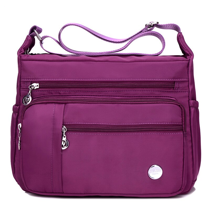 Women Shoulder Handbag Roomy Multiple Pockets Bag Ladies Crossbody Purse Tote Top Handle Satchel: Purple-L