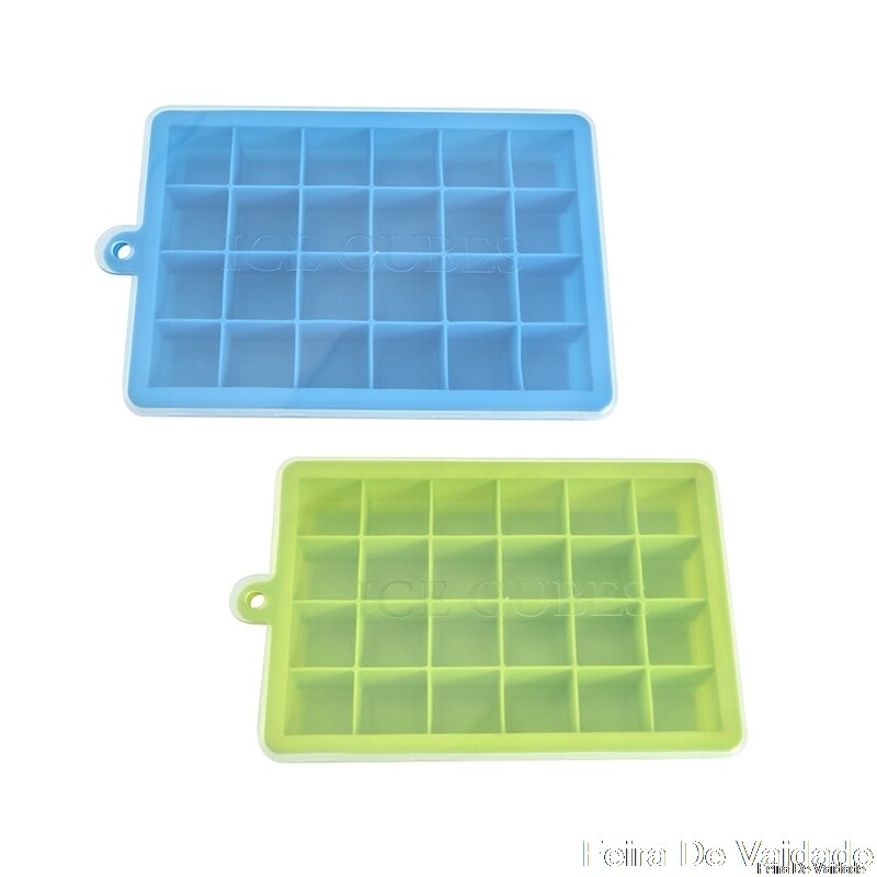 24 Holes Silicone Ice Cube Trays with Lids Trays Flexible Easy Release Ice Cube Molds Trays for Whiskey Cocktail Juice: H03