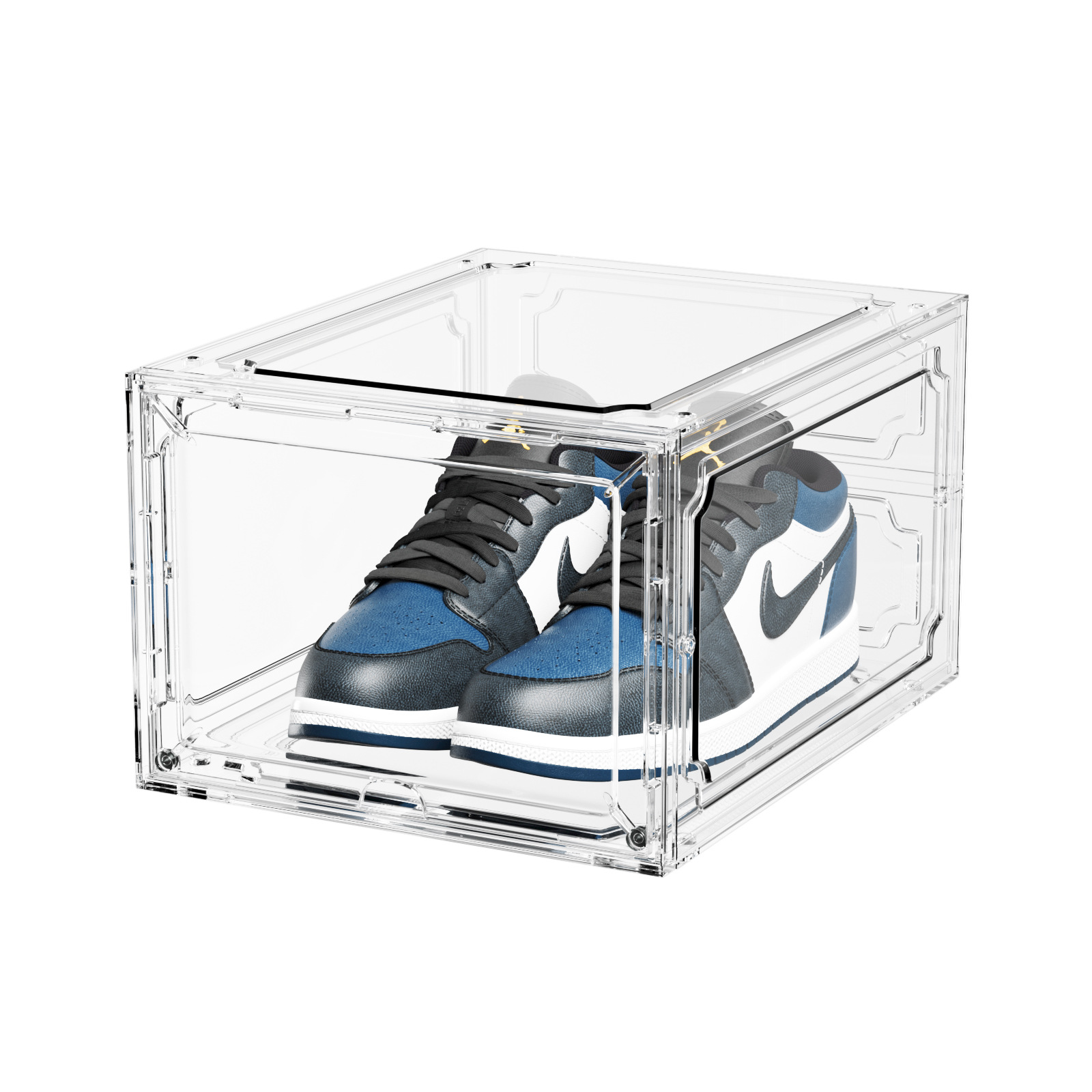 Sneaker High-top Shoes Organizer Boxes Transparent Shoe Storage Box Stackable Cabinet Dustproof Shoes Organizers Shoerack: black