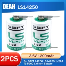 2pcs SAFT 14250 LS14250 14250 3.6V 1/2 AA 1/2AA 3.6V 1200mAh Lithium Battery With Pins For PLC CNC Water Meter Primary Battery