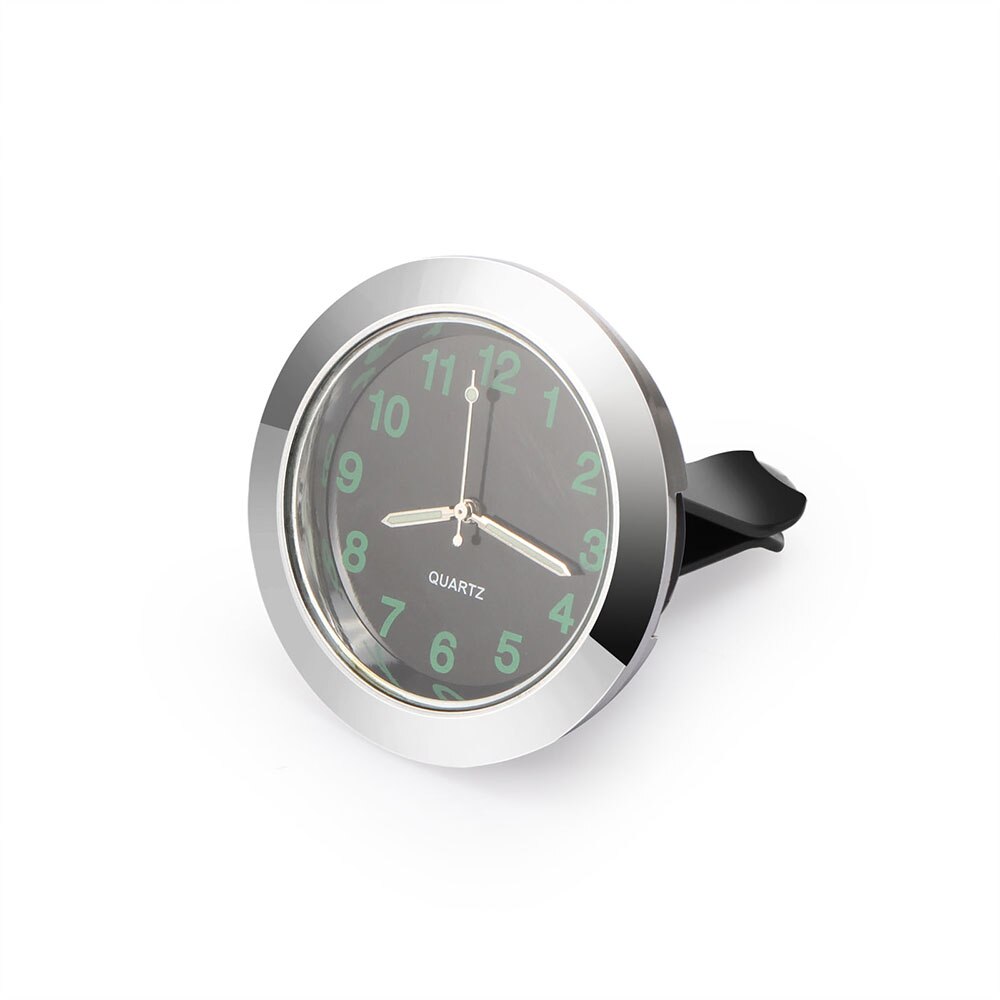 Licznik samochodowy zegar z klipsem mini kratka nawiewu powietrza w samochodzie zegar kwarcowy wylot samochodowy zegarek z funkcją fluorescencji akcesoria samochodowe robić stylizacji: srebro