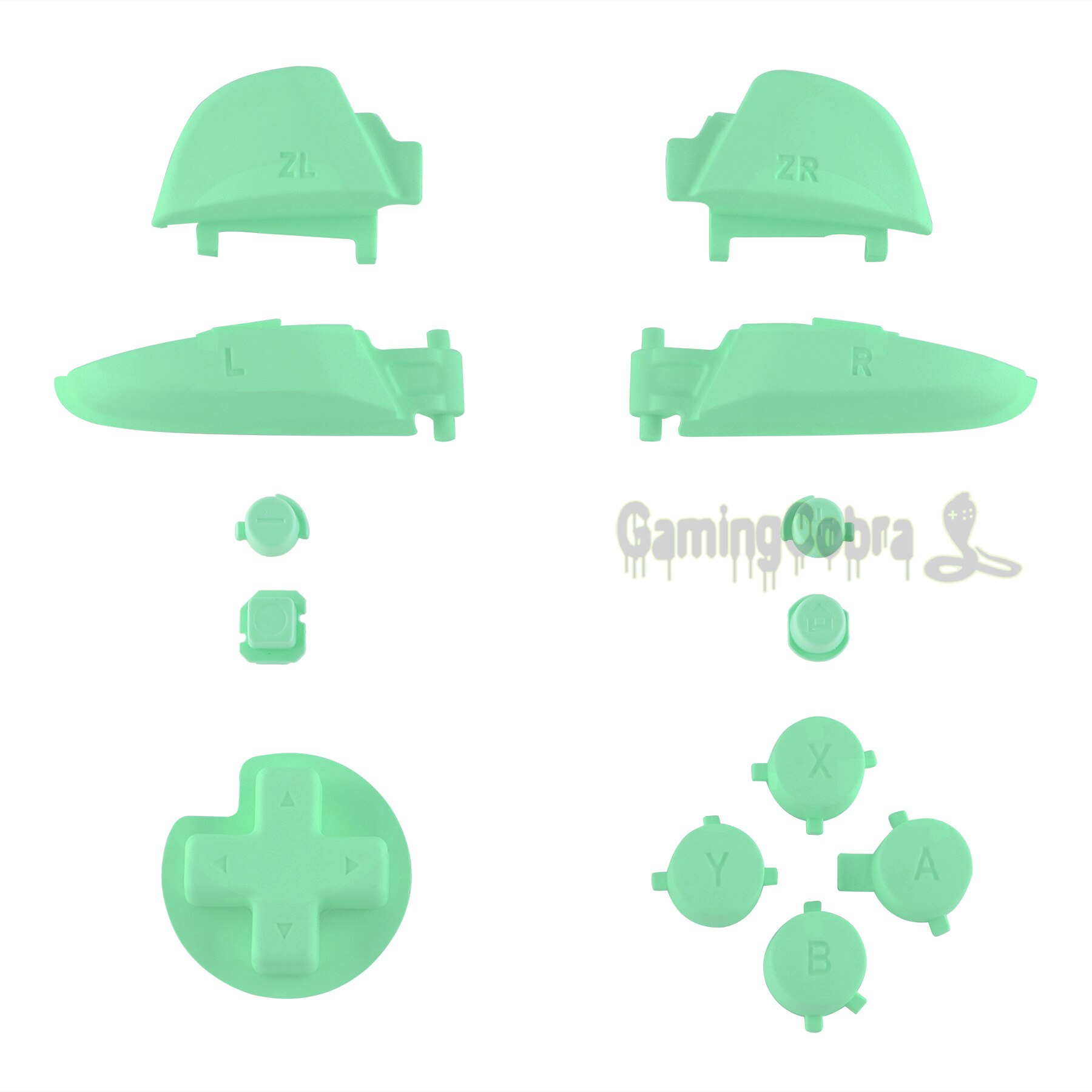 Teclas de repuesto para mando de Nintendo Switch Pro, juego completo de botones con herramientas para reparar extremos ABXY d-pad ZR ZL L R: Mint Green