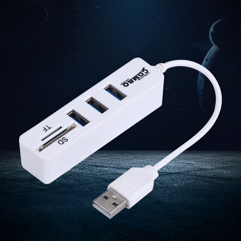 USB Hub Concentrator Combo Card Reader USB Combo All-in-One Cable Seperater Long 3-Port