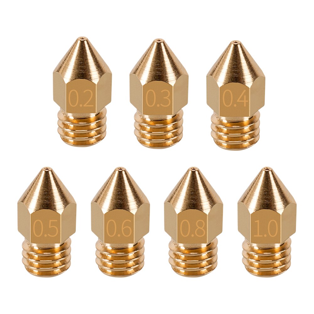 10PCS Mk8 Messing Düse 0,2mm 0,3mm 0,4mm 0,5mm 0,6mm 0,8mm 1,0mm M6 gewinde 1.75/3MM Für CR10 Ender-3 3D Drucker Extruder Teile