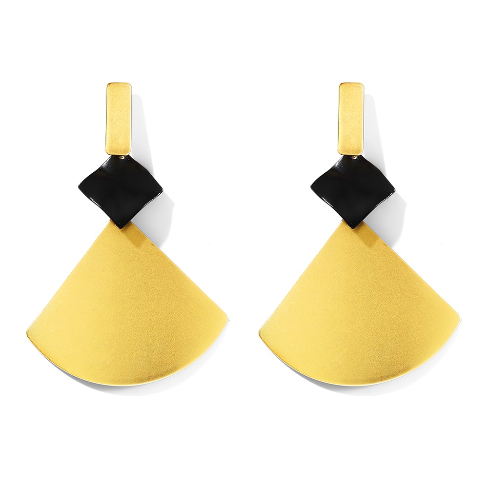 Wybu Stijl Gouden Sector Hanger Earring Voor Vrouwen 3D Zwart Vierkant Chain Dangle Earing Voor