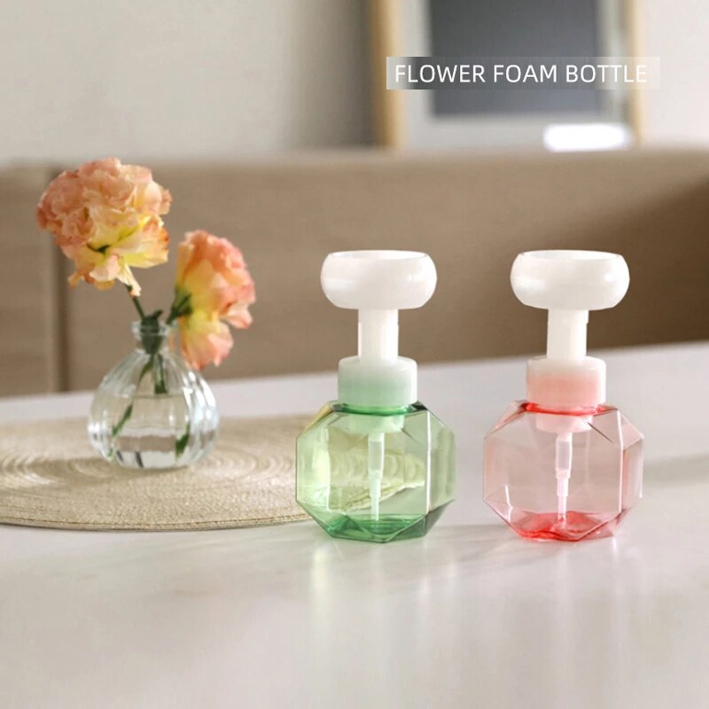300ml flydende sæbe dispenser blomst form skum skumpumpe tom flaske plast klar flaske shower gel skum pumpe flaske
