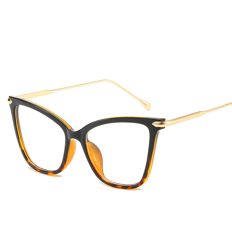 GIFANSEE-monturas para gafas Retro para mujer, lentes de ojo de gato, grandes, transparentes, con pata de metal,