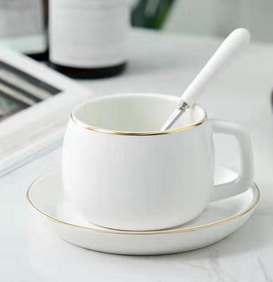 Tasse à café de luxe en céramique noire mate, 4 tasses avec soucoupe, tasse à thé au lait, pour les affaires, style nordique, de mariage