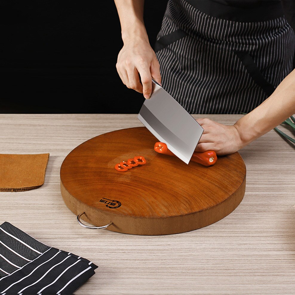 Shield Knife Wooden Chopping Board Whole Wood Cutting Board For Home Kitchen Round Thick Double-Sided Large Cutting Board