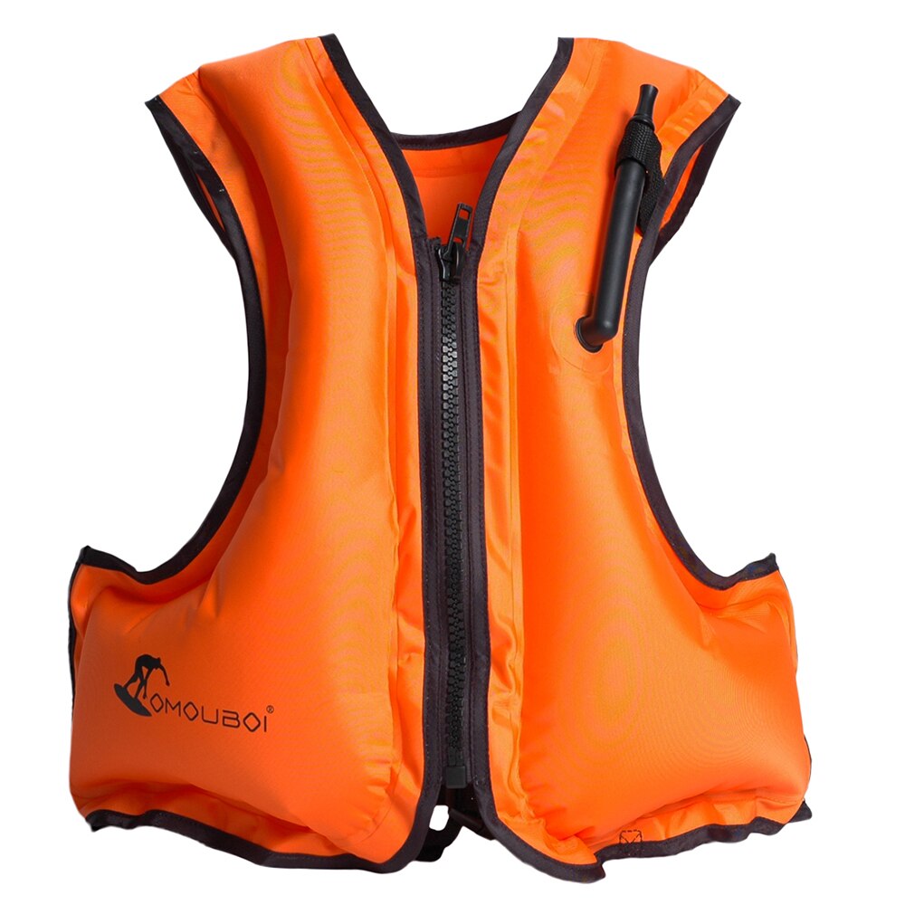 Svømning redningsvest voksen oppustelig svømmevest redningsvest snorkling flydende surfing vandsport livreddende jakke: Orange
