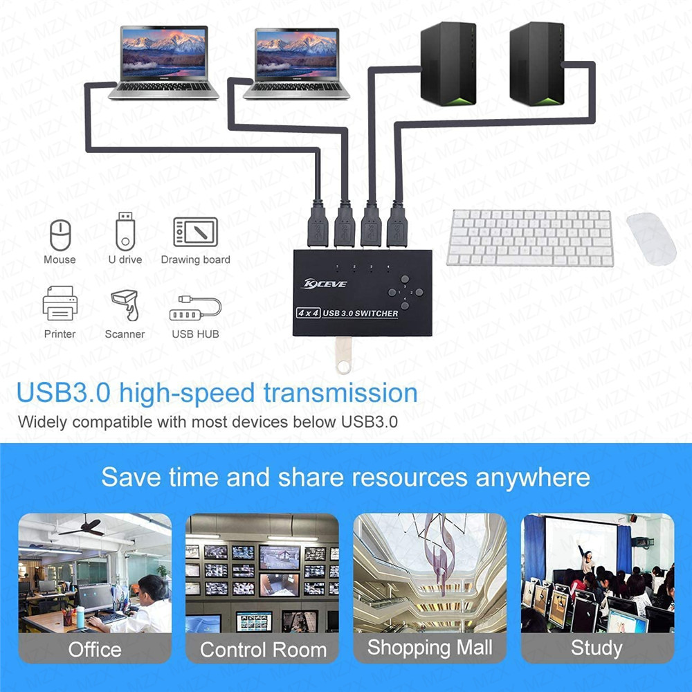 MZX Przełącznik KVM przełącznik USB 3.0 3 0 Box Stacja dokująca do stacji dokującej do konsoli 4 udostępnia klawiaturę drukarka myszy