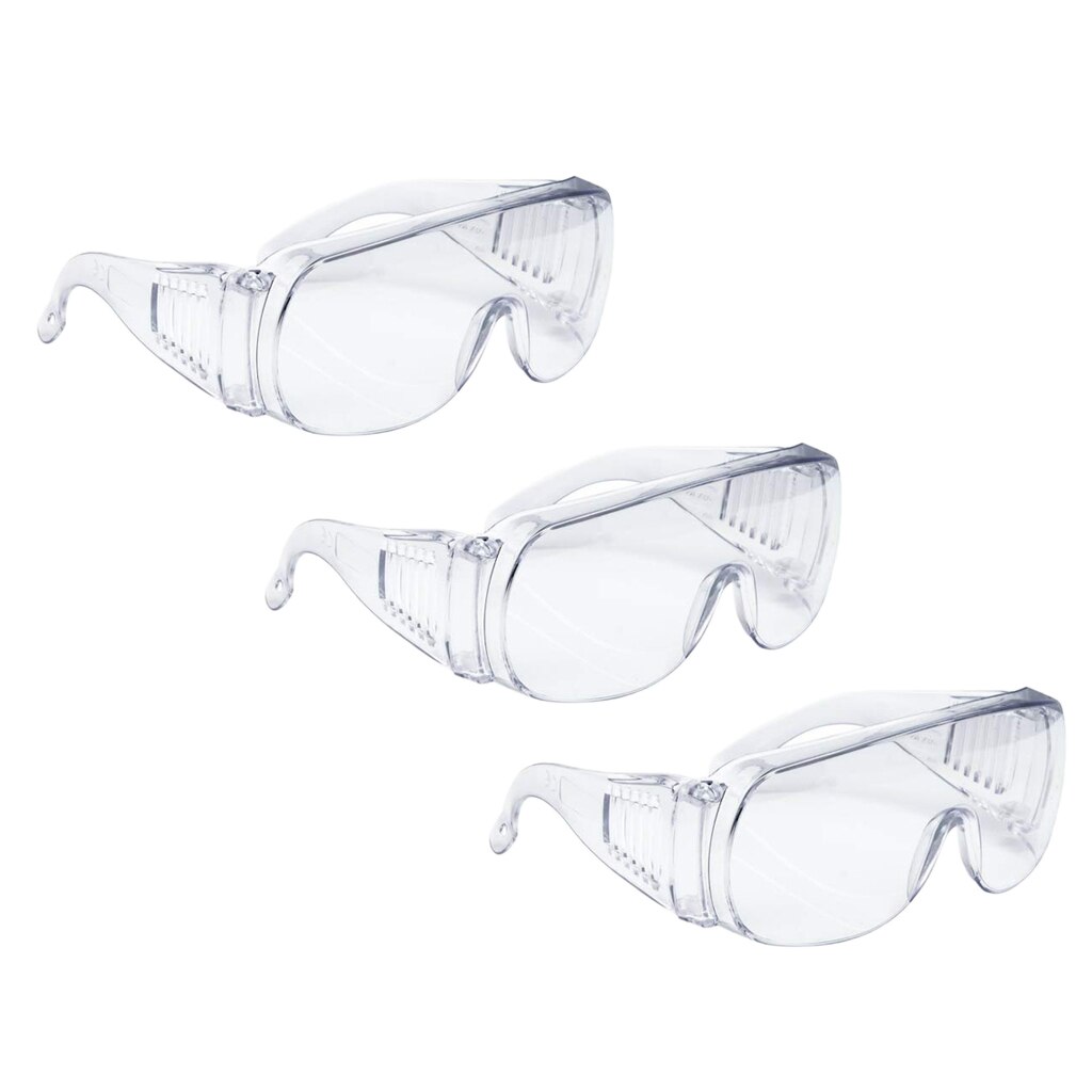 Set of 3 Clear Lens Frame PC Safety Glasses Hospital Eye Protection Eyewear
