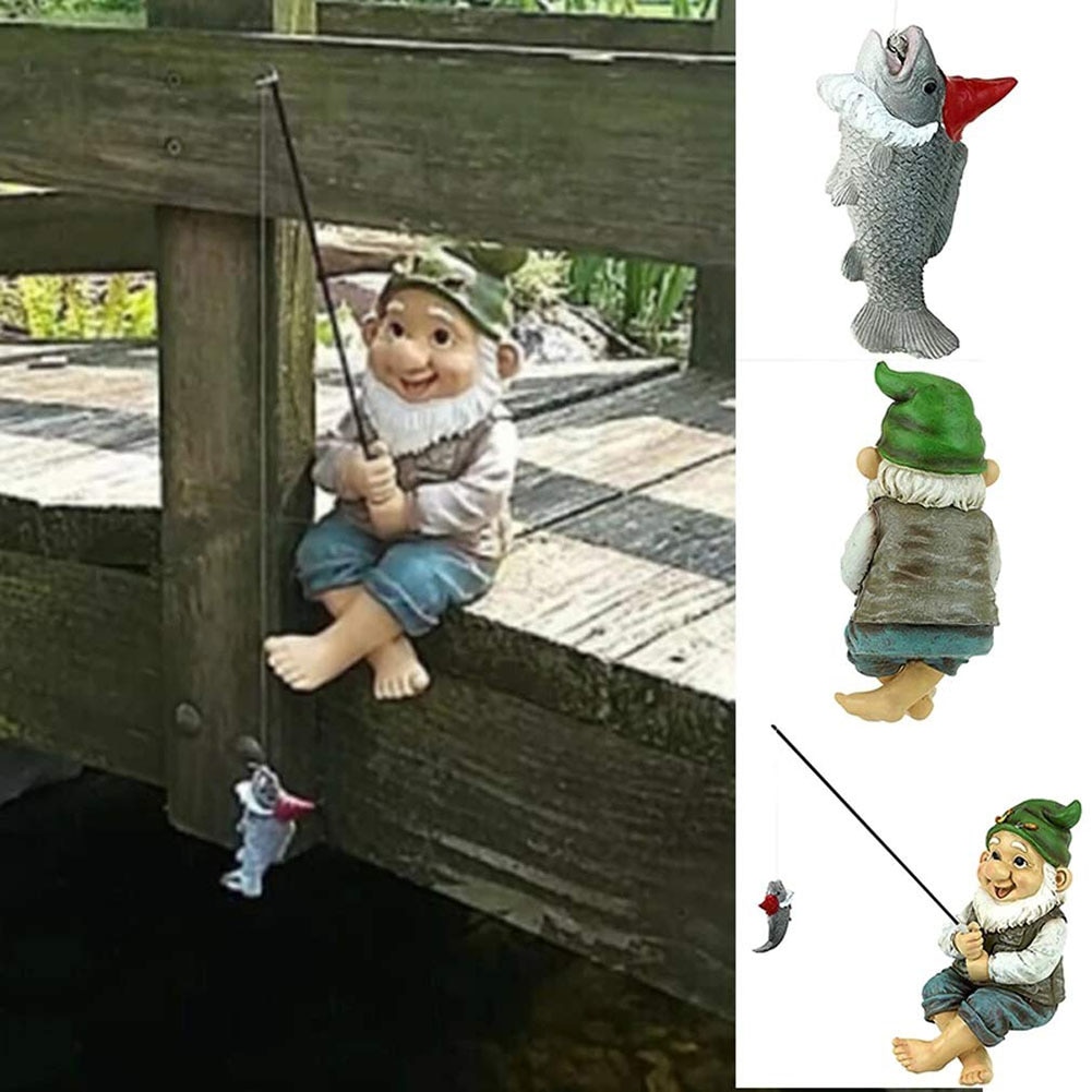 Tuin Gnome Standbeeld Hars Vissen Gnome Beeldjes Dwerg Elf Beeldjes Yard Gazon Thuis En Outdoor Tuin Decoratieve Ornamenten