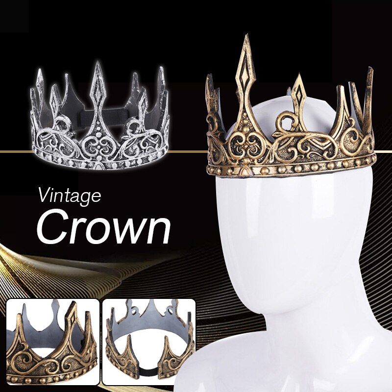 3D PU Foam Medieval Kings Crown Medieval Royal King Tiaras Crown Headwear Ancient Headdress Viking Corona Hombre King Dress Up
