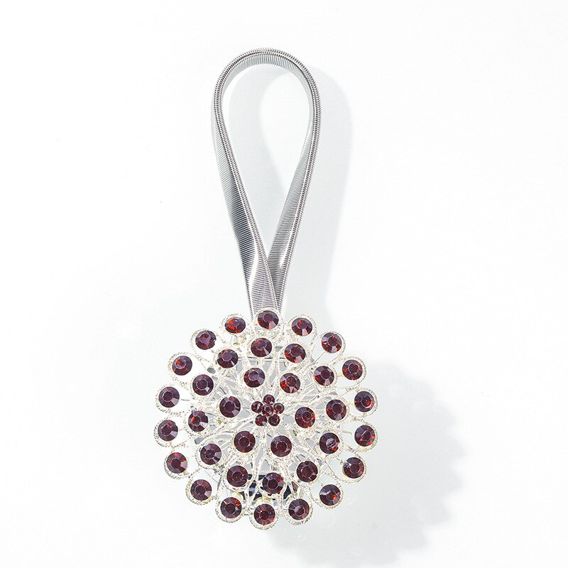 1pcs Flower Shape Rhinestones Magnet Curtain Tieback Magnetic Curtains Buckle Window Screening Ball Clip Holder Home Accessories: A