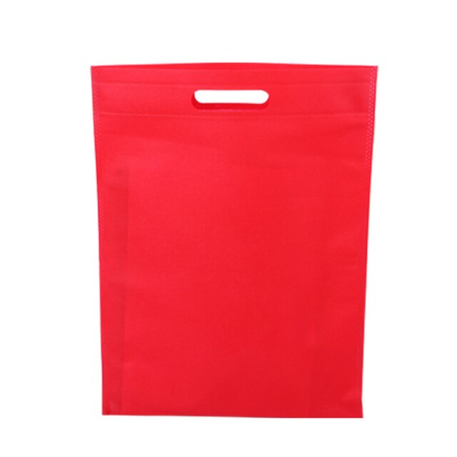 Pocket Square Shopping Bag Environment Eco-friendly Folding Reusable Portable Shoulder Handle Bag Polyester for Travel Grocery: Red