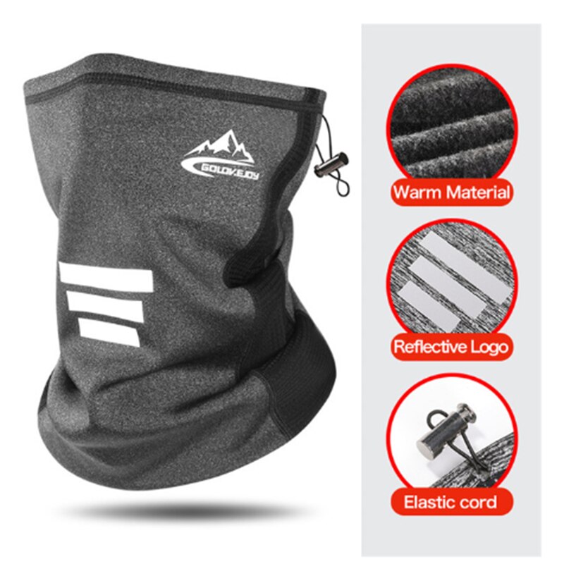 Bandana de ciclismo para hombre, pañuelo resistente al viento, grueso y cálido, elástico, ajustable, reflectante nocturno, para exteriores, Invierno: dark gray