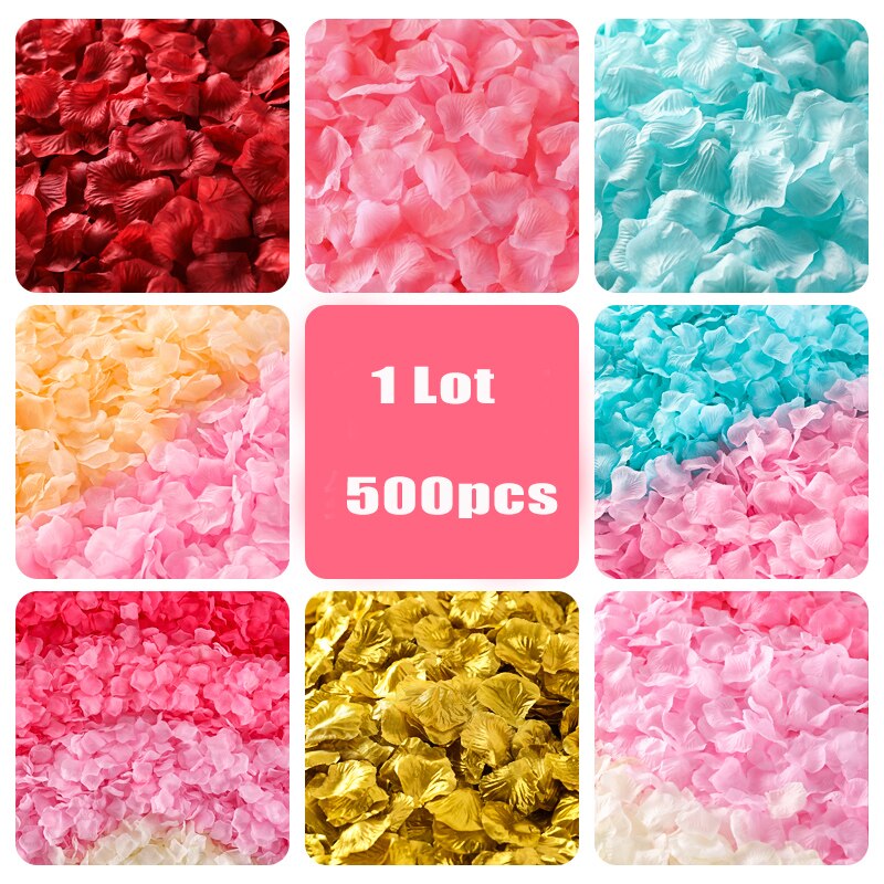 Pétales de roses en soie, 500 pièces/lot, 5x5CM, pour décoration de mariage, romantique, fausses fleurs, 31 couleurs, accessoires de mariage