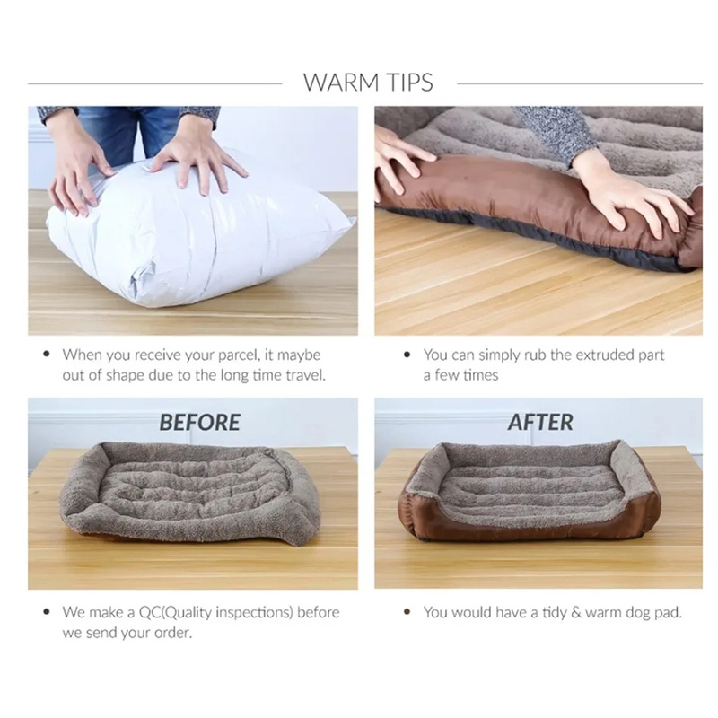 Cama cuadrada transpirable para perros grandes, cojín antideslizante para dormir, cama para gatos, cama para perros gruesa y cálida para invierno, estera suave para gatos, casa para mascotas