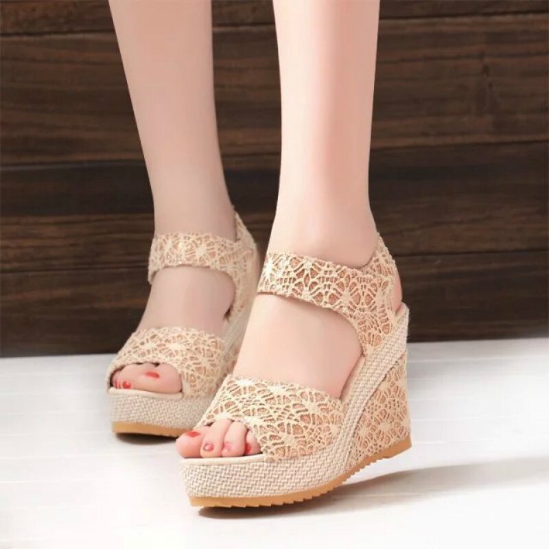 Schoenen Vrouwen Sandalen Zomer Open Teen Vis Kop Mode Platform Hoge Hakken Wig Vrouwelijke Verhogen
