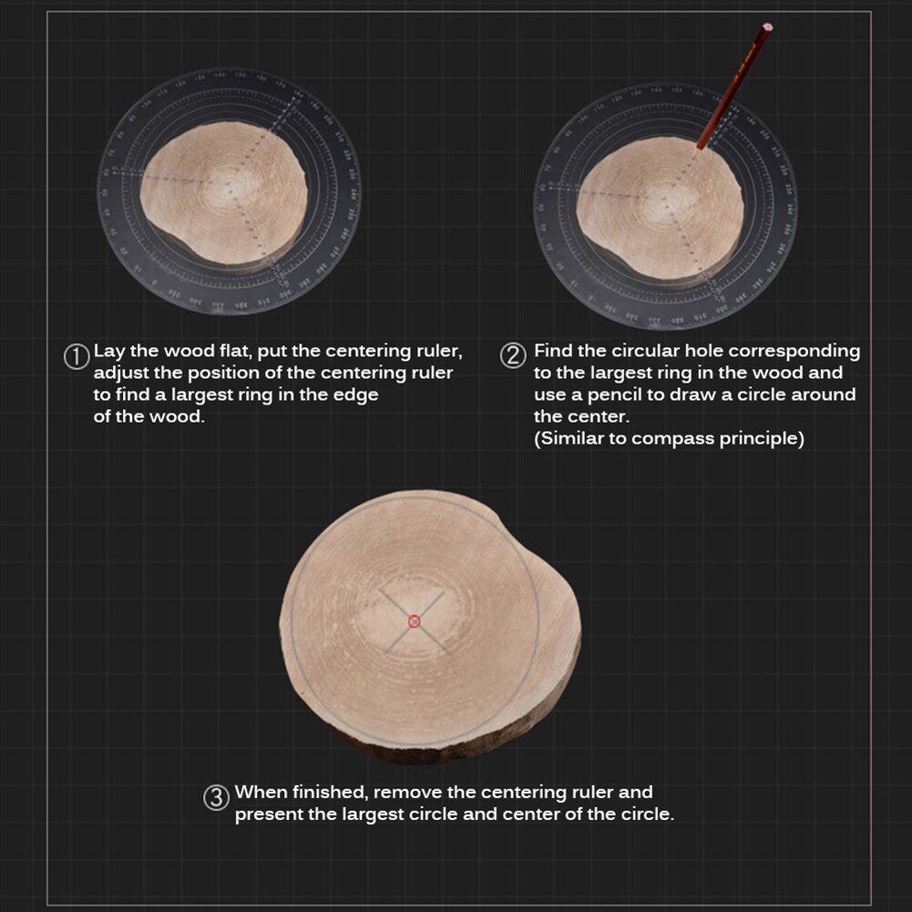20CM Center Finder High-precision Acrylic Round Compass Woodworking Turning Centering Ruler for Wood Lathe Processing