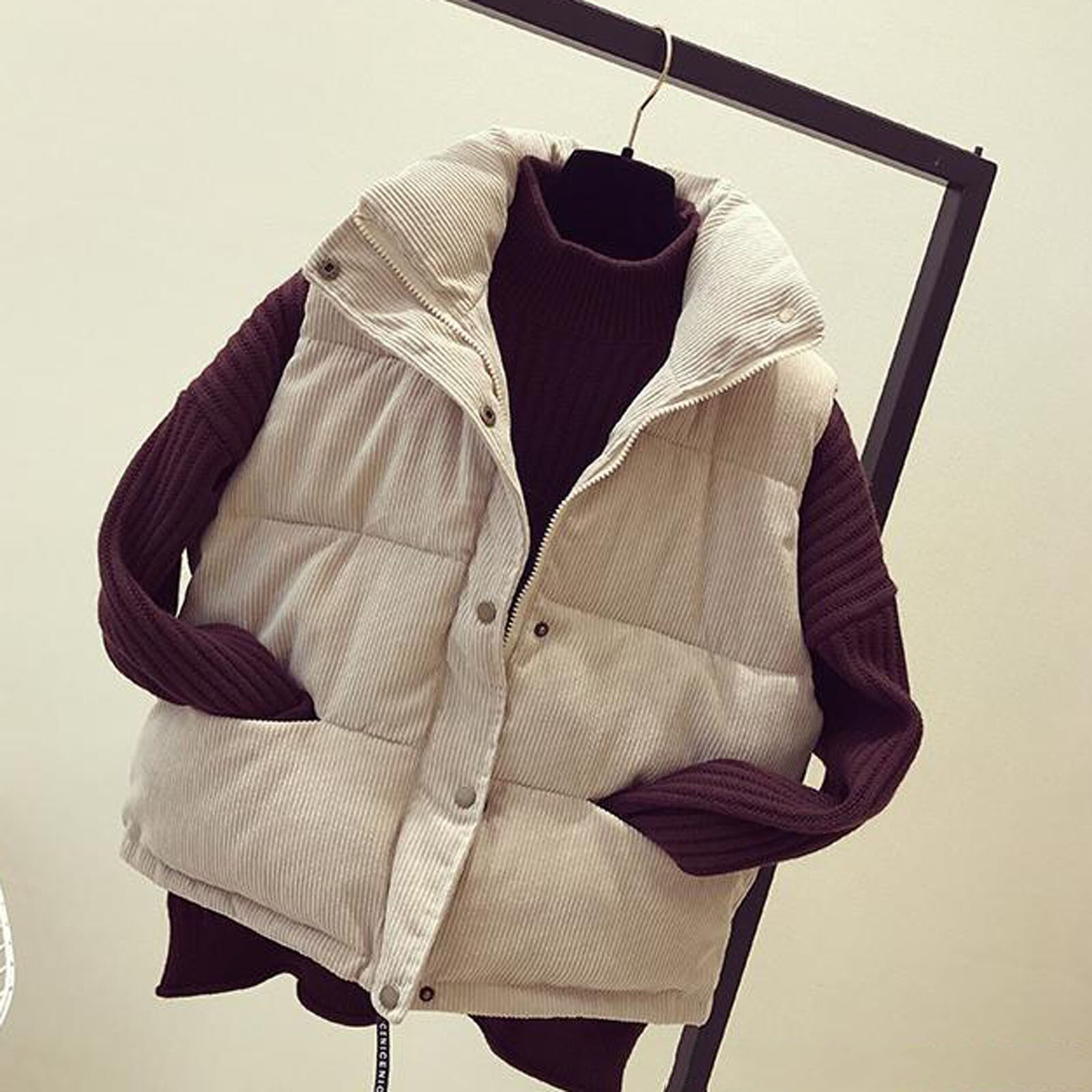 YYNUDA Wintervest voor dames, gewatteerd, mouwloos vest
