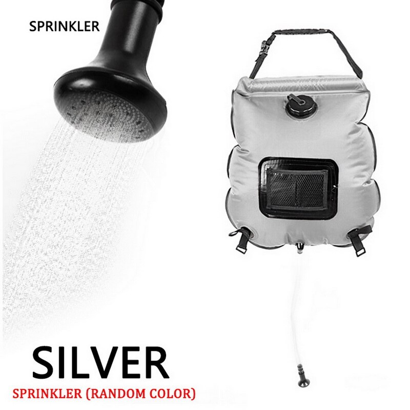 20L Outdoor Water Bag Leak Proof Solar Power Shower Bag Portable Camping Shower Bags Outdoor Accessories: silver