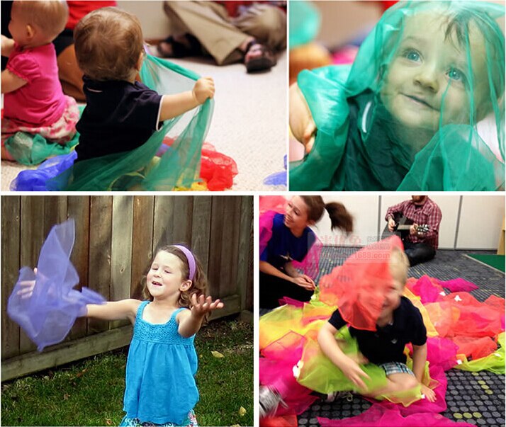 6 Kleuren Kinderen Gymnastiek Sjaals Voor Outdoor Game Speelgoed/Kids Kind Ouder Interactieve Zakdoek Educatief Speelgoed Gyh