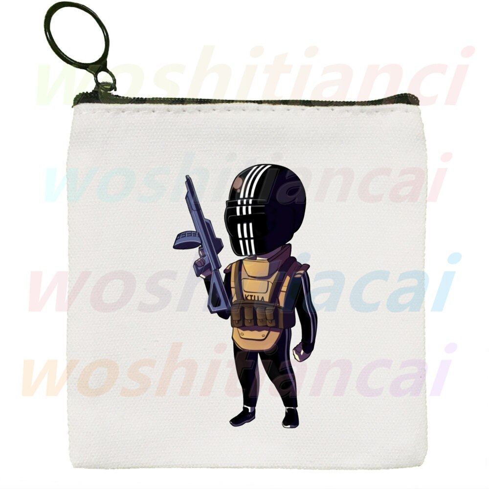 Escape From Tarkov Game Canvas Coin Purse Coin Purse Collection Canvas Bag Small Wallet Zipper Key Bag Hand: I