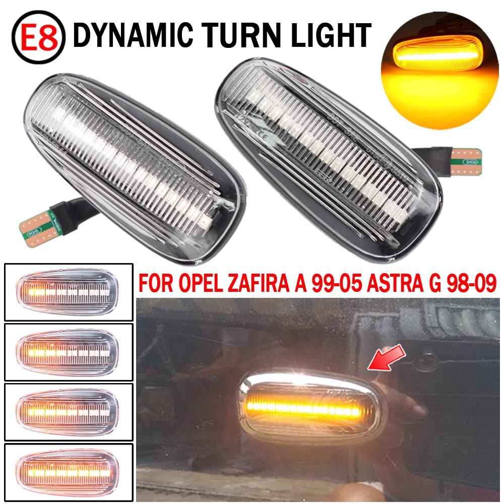 For opel zafira  a 1999-2005 astra  g 1998 led dynaaminen sivumerkki suuntavilkkujen peräkkäinen vilkku