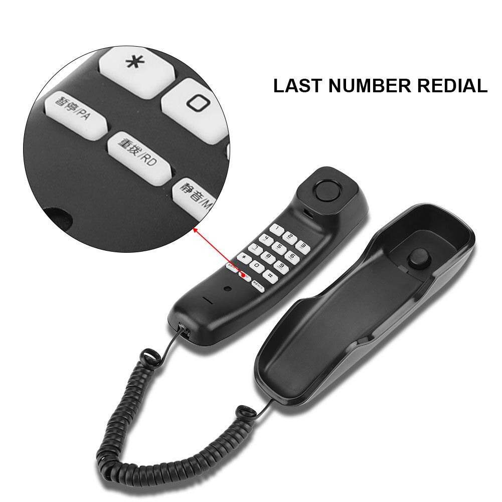 Fixed Landline Smart Telephone Portable Mini Phone Wall Telephone Hanging Telephone 2 in 1 Push Button Phone for Home