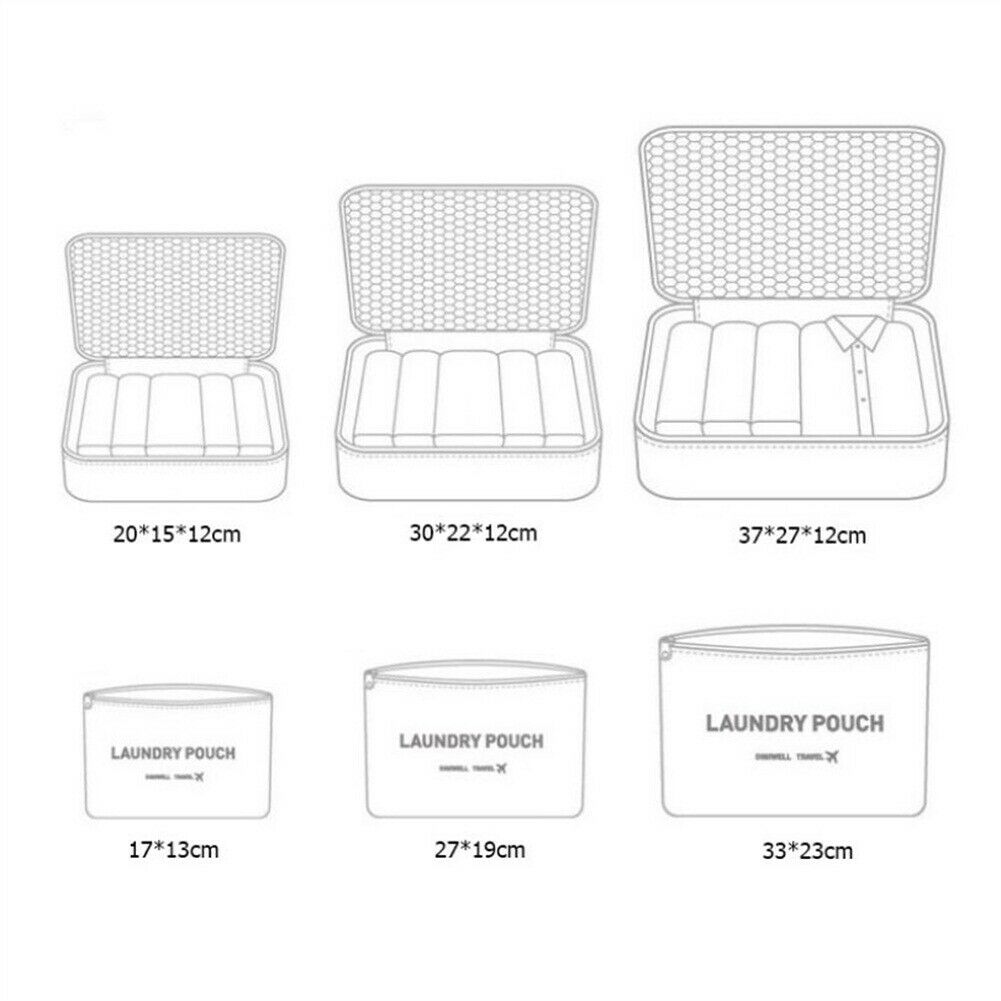 6Pcs/set Portable Travel Storage Bag Totes Waterproof Clothes Packing Cube Luggage Organizer Set