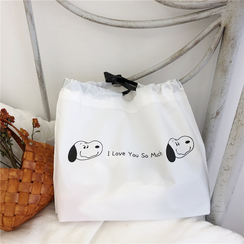 Cute Dog Drawstring Bags Simple Large Capacity Women Shopping Handbag Reuse Recycle Bag