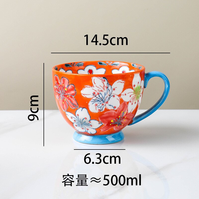 American Product Heavy Color Hand-painted Ceramic Breakfast Cup Home Large-capacity Mug Coffee Oatmeal Cup: 1