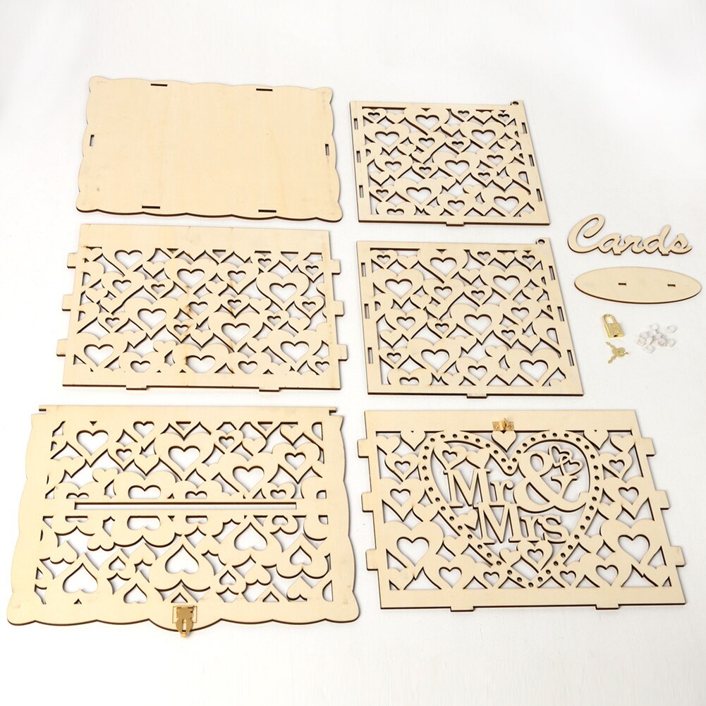 Wedding Card Boxes with Lock DIY Rustic Wedding Card Sign Wooden Card Box Piggy Bank for Marriage Anniversary Party Decor