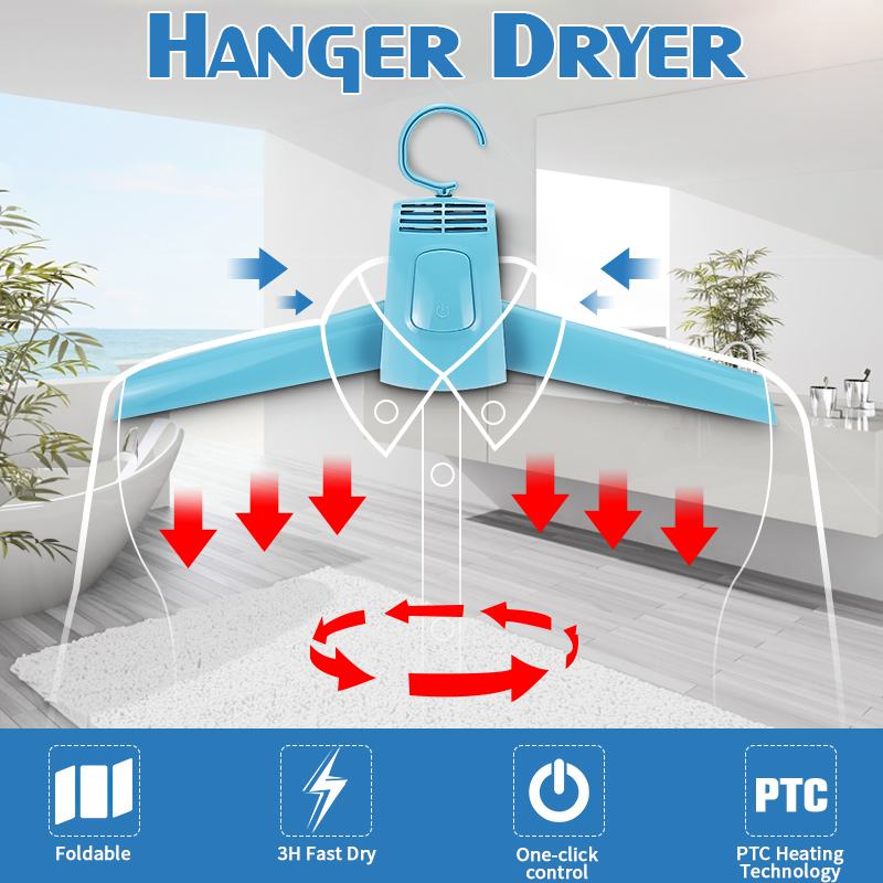 220V 50W Portable Clothes Dryer Foldable Laundry Dryer Smart Shoes Dryer Coat Clothes Electric Rack Hanger for Home Travel