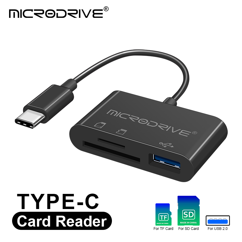 Microadaptador 3 en 1 tipo C, lector de tarjetas de memoria TF, CF, SD, escritor, USB-C Flash compacto para IPad Pro, Huawei, Macbook, USB tipo c