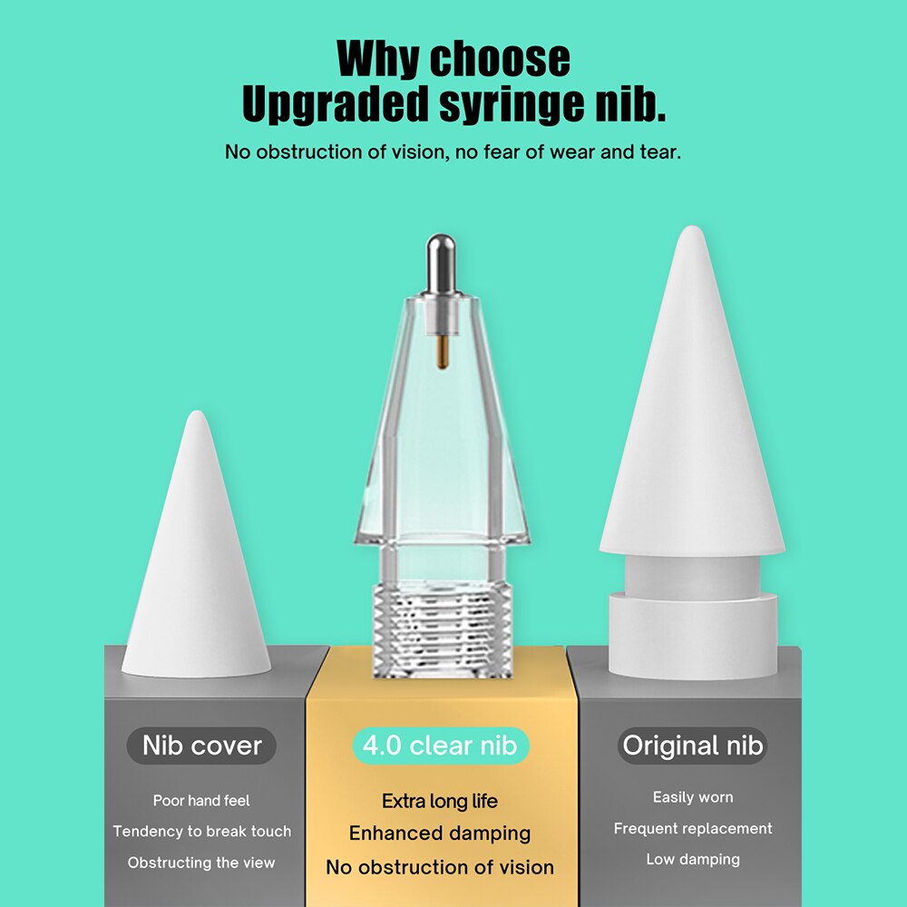 Apple Pencil 1st 2nd Generation For Pencil Tips Double Layer transparent Thin Tip for iPad Stylus Enough For 3 Years of Use