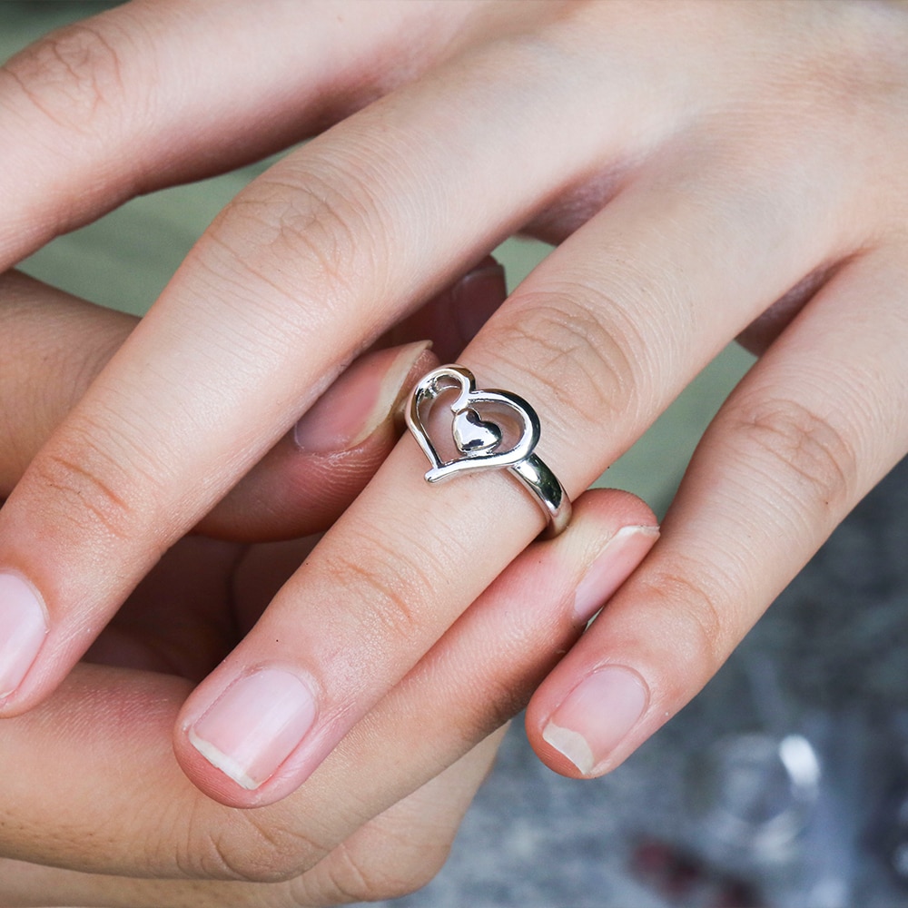Huitan-Anillo de corazón infinito para chica, de corazón doble hueco Simple, anillos de dedo para niña, venta directa de fábrica